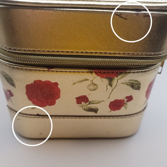 GOLD ROSES COLORED Cosmetics TRAVELING TRAIN CASE - Picture 7 of 11